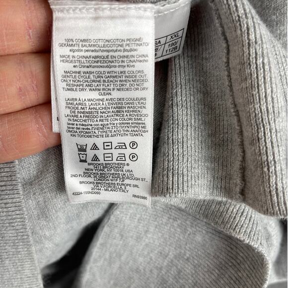 Brooks Brothers Light Gray 1/4‎ Zip Collared Combed Cotton Size XXL - Picture 7 of 9